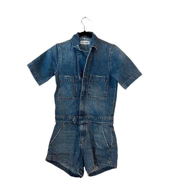 DL1961 Hannah Easy Rider Romper Denim Shorts Jumpsuit XS - Picture 1 of 10